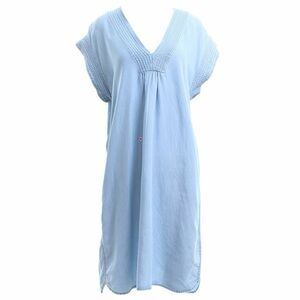 LOGG H&M Light Blue Washed Jean Short Sleeve V Neck Midi Dress Womens 4